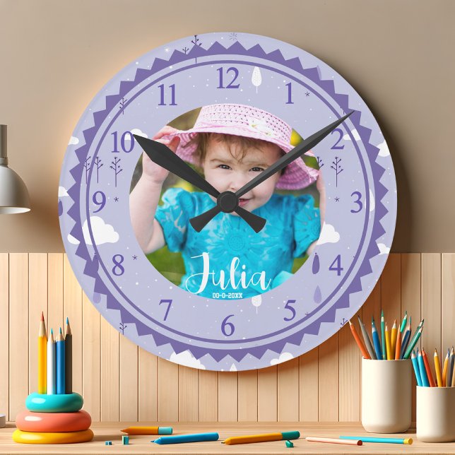 Photo bébé personnalisée Horloge murale d'annivers (Créateur téléchargé)