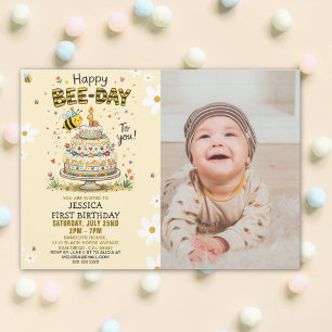 Photo Bee-Day 1st Birthday Invitation – Cute Bee