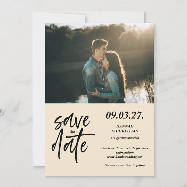 Photo Beige Minimalist Save the date (Front)