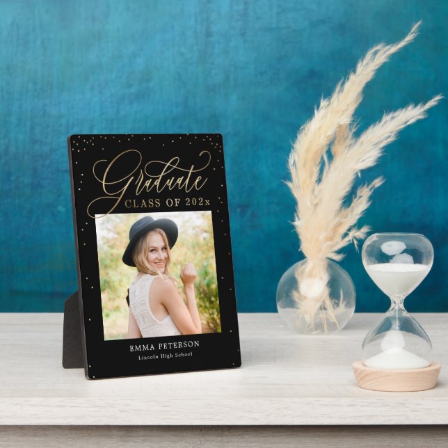 Photo Belle plaque de graduation de couleur modifiable (Côté)