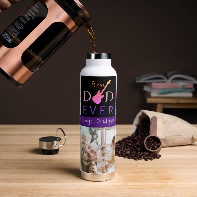 Photo Best Dad Ever Music Cool  Modern Fathers Day Water Bottle (Coffee)