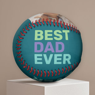 Photo Best Dad Ever - Whimsical Greeting Blue Baseball