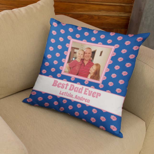 Photo Best Dad Quote Throw Pillow (Creator Uploaded)
