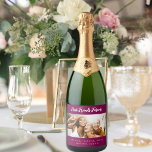 Photo best friends forever besties party purple sparkling wine label<br><div class="desc">A gift for your best friend(s) for birthdays,  Christmas or a special event. Black text: Best Friends Forever,  written with a trendy hand lettered style script. Personalize and use your own horizontal photo and names. A chic wine,  purple background.</div>