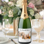 Photo best friends forever besties party sparkling wine label<br><div class="desc">A gift for your best friend(s) for birthdays,  Christmas or a special event. Black text: Best Friends Forever,  written with a trendy hand lettered style script. Personalize and use your own horizontal photo and names. A chic white background.</div>