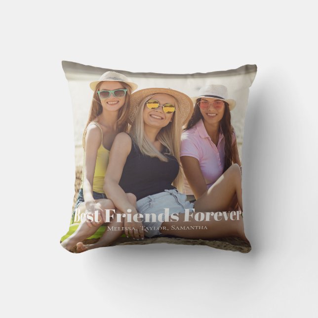 Photo Best Friends Forever Names  Throw Pillow (Front)