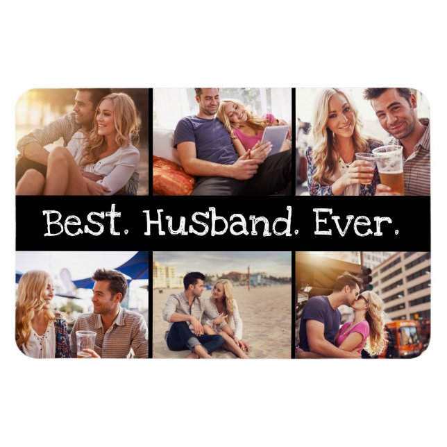Photo Best Husband Ever Fun Personalized Black Magnet (Horizontal)