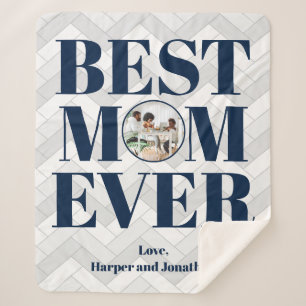 Photo Best Mom Ever Pattern Sherpa Blanket