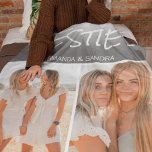 Photo | Bestie | Personalized | BFF Fleece Blanket<br><div class="desc">Discover the ultimate expression of cherished friendship with our Modern Bestie Blanket. Perfectly tailored for any occasion, it features a sophisticated gradient grey background, space for two memorable photos, and customizable 'BESTIE' text with your names. The flexibility of changing fonts, sizes, and colours makes it a personal and bespoke present...</div>