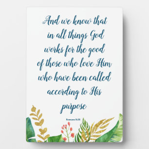 Photo Bible Floral Romans 8:28 Plaque