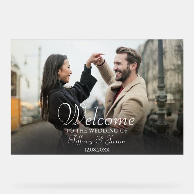 Photo Bienvenue noir avec texte blanc signe acryli (Recto)