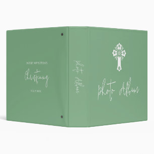 Photo Binder Floral Cross Christening Sage Green