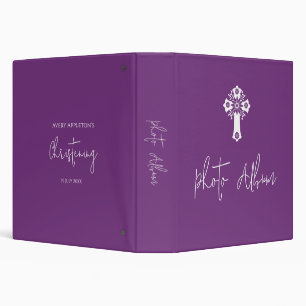 Photo Binder Floral Cross Christening Sweet Plum