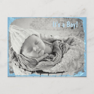 Photo Birth Announcement for Baby Boy Postcard