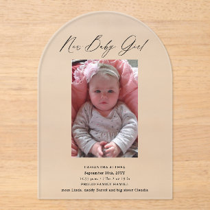 Photo Birth Announcement Frosted Acrylic Arch Card
