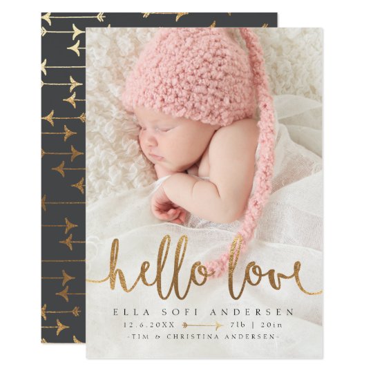 PHOTO BIRTH ANNOUNCEMENT | Girl Boho Gold Arrow