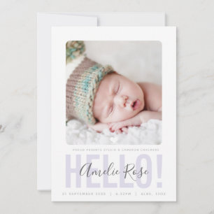 PHOTO BIRTH ANNOUNCEMENT hello purple baby girl