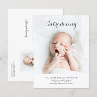 Photo Birth Announcement Introducing Newborn Baby