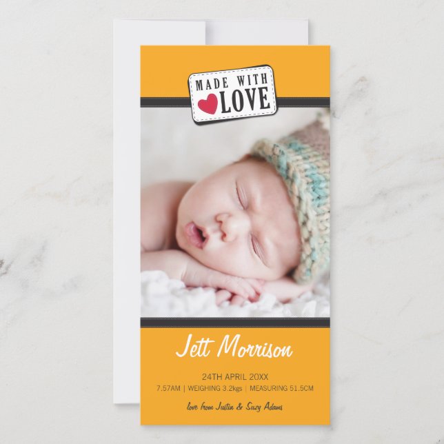 PHOTO BIRTH ANNOUNCEMENT :: made with love 2 (Front)