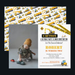Photo Birthday Any Age Construction Dump Truck Invitation<br><div class="desc">Inviting everyone to celebrate with you by custom and create unique photo birthday invitation card with Moon Mews Printables Shop! This will only take a few minutes to customize the details,  and you’re all set. :)</div>