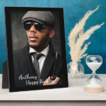 Photo Birthday Black Trim Easel Personalize Plaque<br><div class="desc">Photo Birthday Black Trim Easel Personalize Plaque is great for a photo that you would like to display on your table or give as a gift for the special person in your life. It recreated for birthdays and other occasions. Replace with your photograph and information.</div>