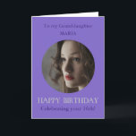 Photo Birthday Card Granddaughter, 16 or Add Age<br><div class="desc">Photo Happy Birthday card for Granddaughter from Grandmother or Grandfather. Set up for a 16th birthday but you can add any age. Add your own selected photo into a light purple round frame to make this card a special gift in its own right. Click on 'Personalise'. Enter the name of...</div>