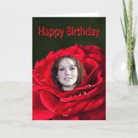 Photo Birthday Card with a classic red rose
