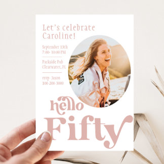 Photo Birthday Invitation for her | Fifty