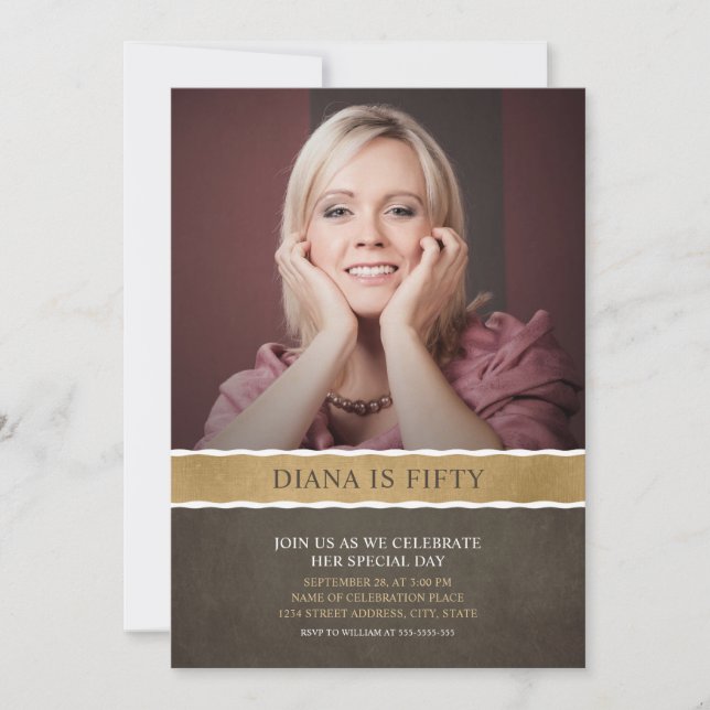 Photo Birthday Invitations 50th Party Picture (Front)