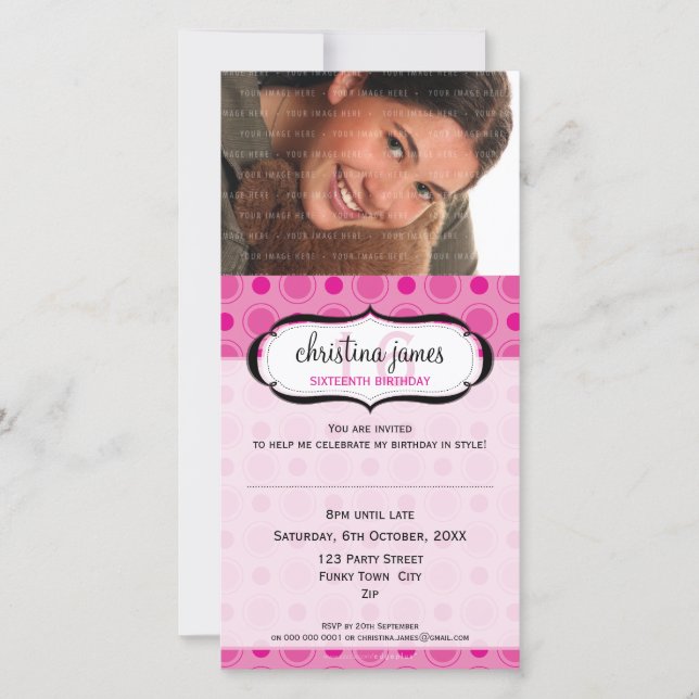 PHOTO BIRTHDAY INVITATIONS :: delicious 8 (Front)