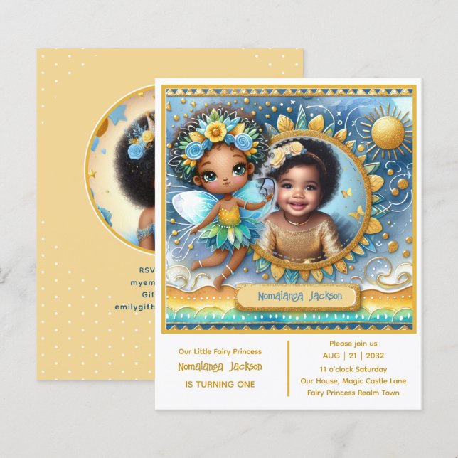Photo Birthday Little Black Fairy African Princess (Front/Back)