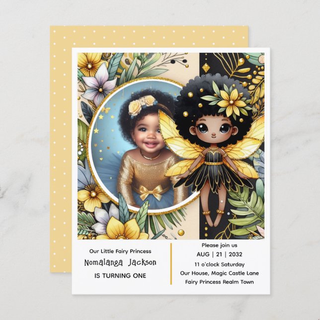 Photo Birthday Little Black Fairy African Princess (Front/Back)