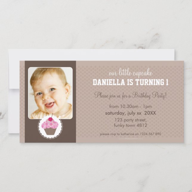 PHOTO BIRTHDAY PARTY INVITE :: cupcake 7L (Front)