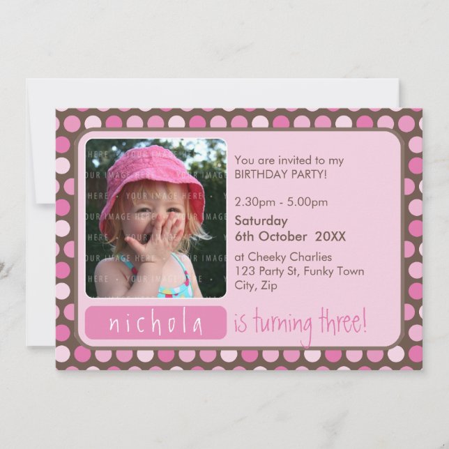 PHOTO BIRTHDAY PARTY  INVITES :: spotty 4L (Front)