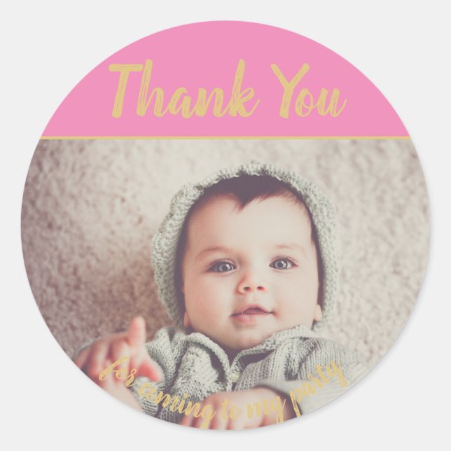 Photo Birthday Thank You Stickers (Front)