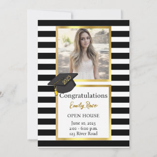 Photo Black and Gold Graduation Party Invitation