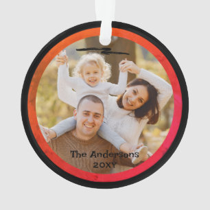 Photo Black and Orange Full Moon Happy Halloween Ornament