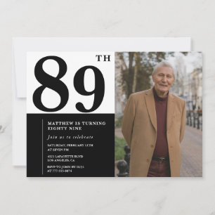 Photo Black and White 89th Birthday Invitation