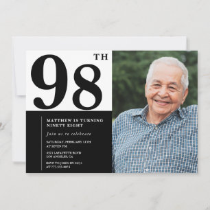 Photo Black and White 98th Birthday Invitation