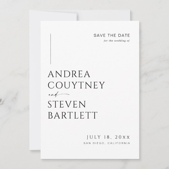Photo Black and White Wedding Save the Date Invitation (Front)