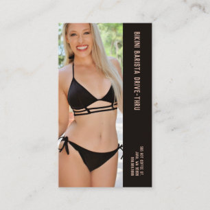Photo Black Bikini Barista Double Number Coffee Loyalty Card