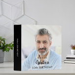 Photo black birthday dad album binder<br><div class="desc">Black background.  Personalize and add photo and date,  name.
Spine: add your own text</div>