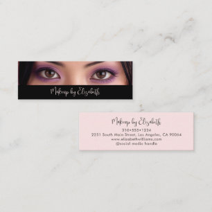 Photo Black Blush Pink Script Makeup Artist Modern Mini Business Card