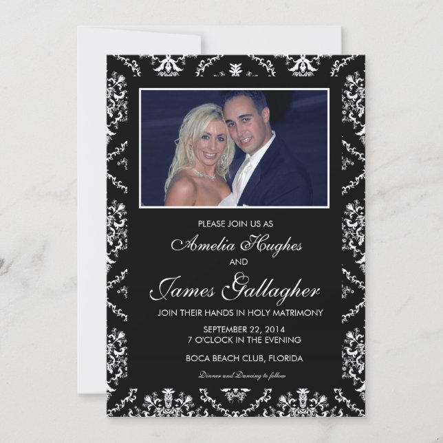 Photo Black Damsk faire-part de mariage (Devant)