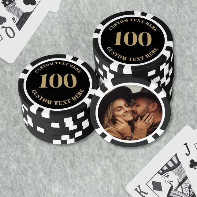 Photo Black Gold 100 Numbered Poker Chips (Photo Black Gold 100 Numbered Poker Chips)