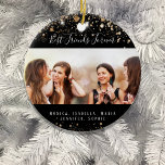 Photo black gold best friends forever glitter  ceramic ornament<br><div class="desc">A gift for your best friend(s) for birthdays,  Christmas or a special event. Text: Best Friends Forever,  written with a trendy hand lettered style script. Personalize and use your own photo and names. A chic black background,  decorated with faux gold glitter dust.</div>