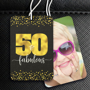 Photo Black Gold Foil 50 Fabulous Birthday Custom  Air Freshener