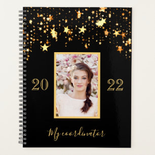 Photo black gold stars luxury glam 2025 planner