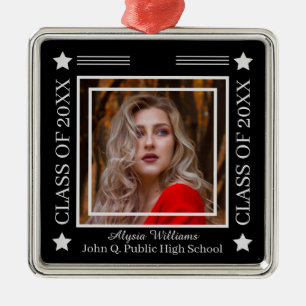 Photo Black   Gray Class of 2023 Graduation Metal Ornament