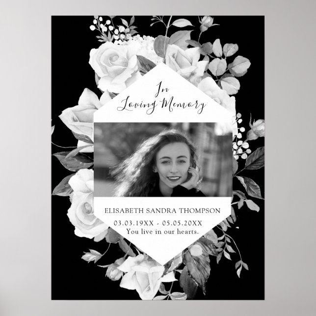 Photo Black In loving Memory Welcome Sign (Front)